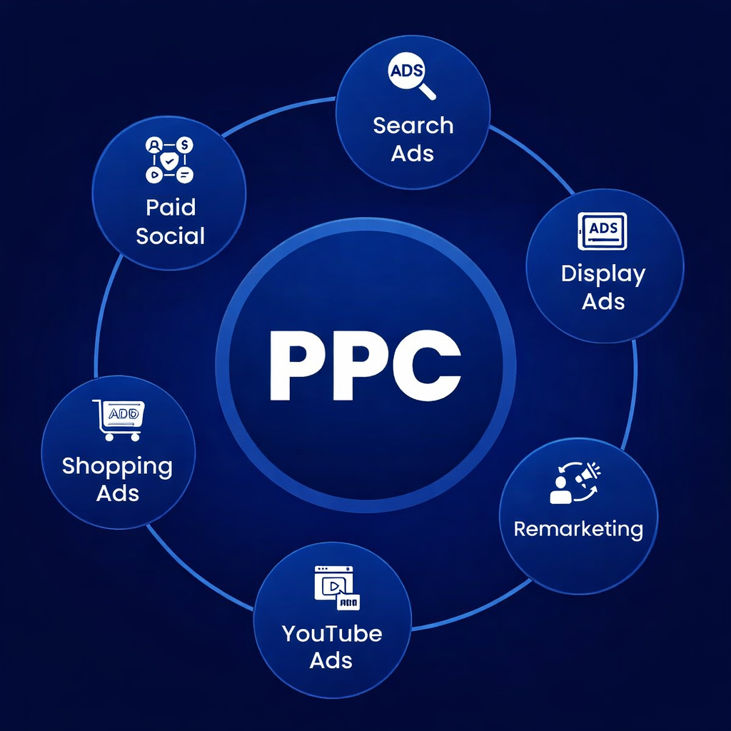 PPC services infographicPay per click advertising conceptPPC marketing strategy diagramGoogle PPC campaign illustrationOnline advertising PPC graphicPPC digital marketing conceptBest PPC Management Services in Marine Lines Mumbai
