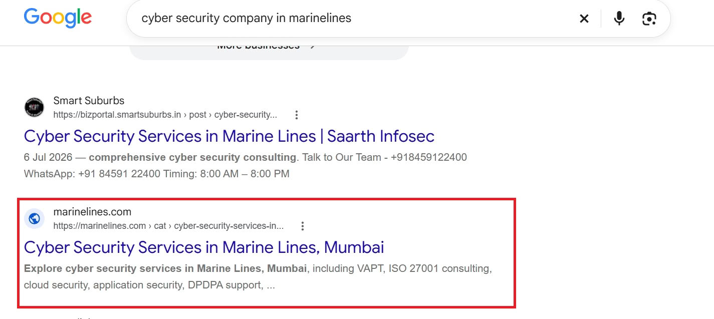 MarineLines.com listing appearing in a local Google search